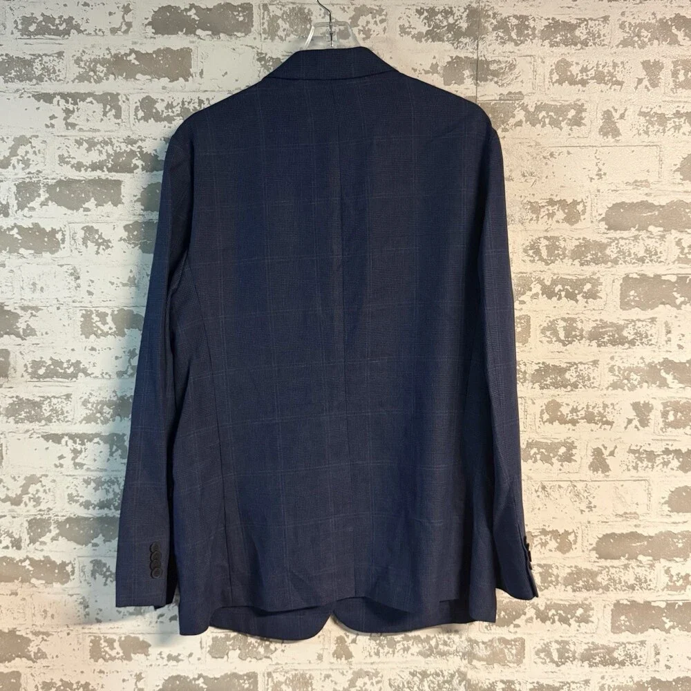 NEW Banana Republic Linen Blend Blue Plaid Blazer Men’s 42R